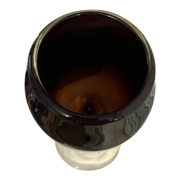 Handmade Jackie Brillard Signed Art Glass Goblet – 1998 – Purple Bowl & Clear Ba - Picture 3 of 7